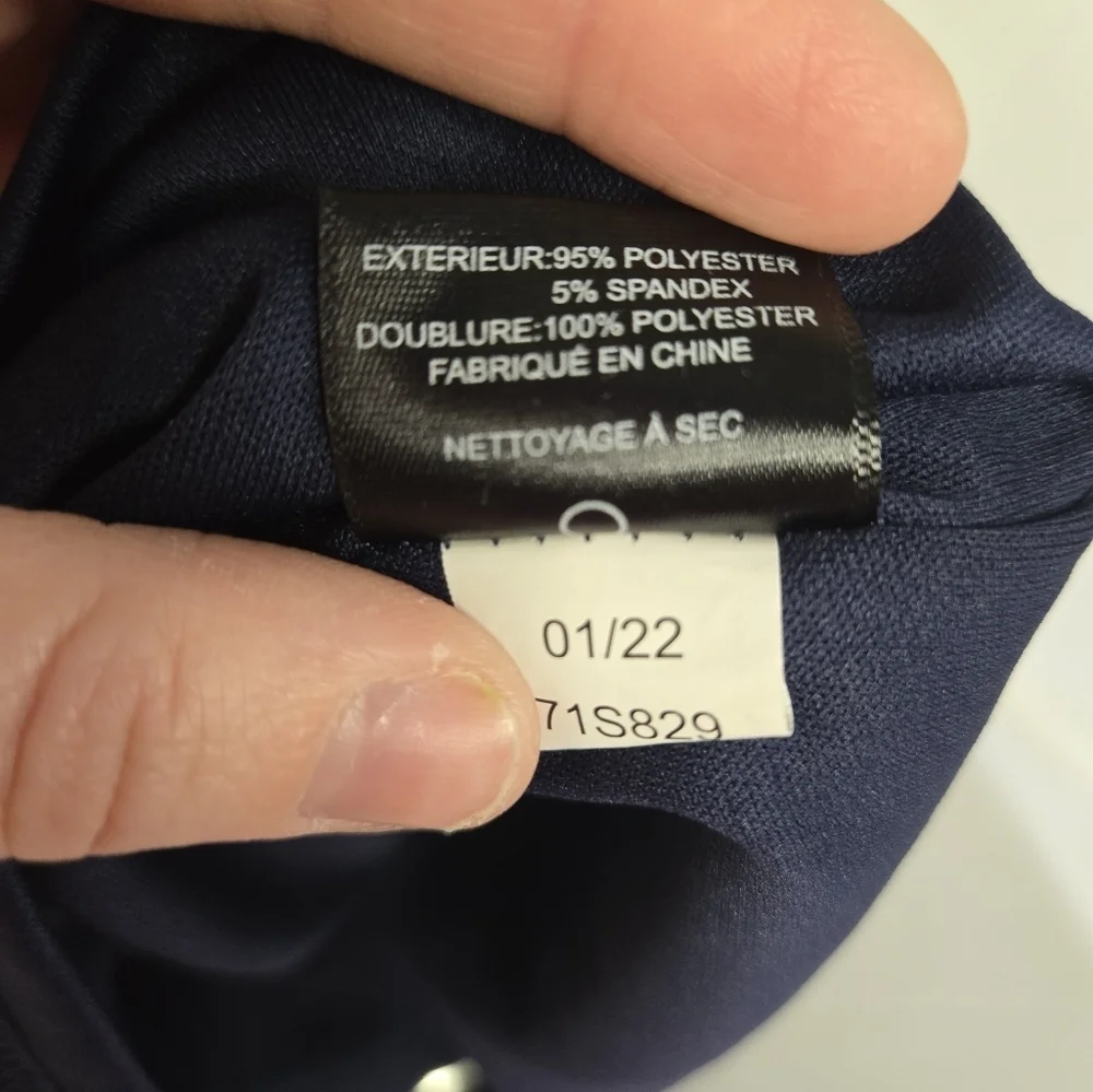 Sam Edelman Cowl Neck Ruched Jersey Midi Dress | Size LARGE Navy Blue - Picture 9 of 15